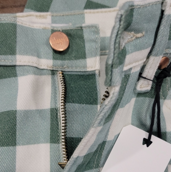 Wrangler Wrock 672 Gingham Kick Flare Green Plaid Checkered Pants Size 25" - Picture 9 of 13